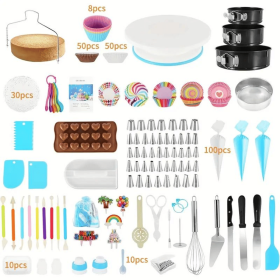 507-piece cake decorating set baking supplies, including 3 spring flower pots set, rotating wheel cake decorating tools