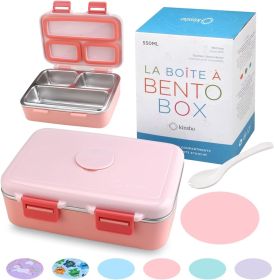 Stainless Steel Lunch Box for Baby Toddlers Girls, Mini Bento, 3 Eco Metal Portion Sections Leakproof Lid