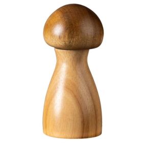 Mushroom Shaped Pepper Grinder Wooden Kitchen Grinding Tool (Color: Natural, Type: Single)