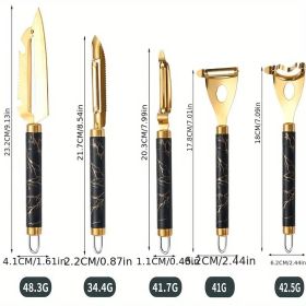 Professional Multifunctional Stainless Steel Peeler Set - Anti-rust Kitchen Tool for Fruits, Vegetables (Quantity: 5pc set)